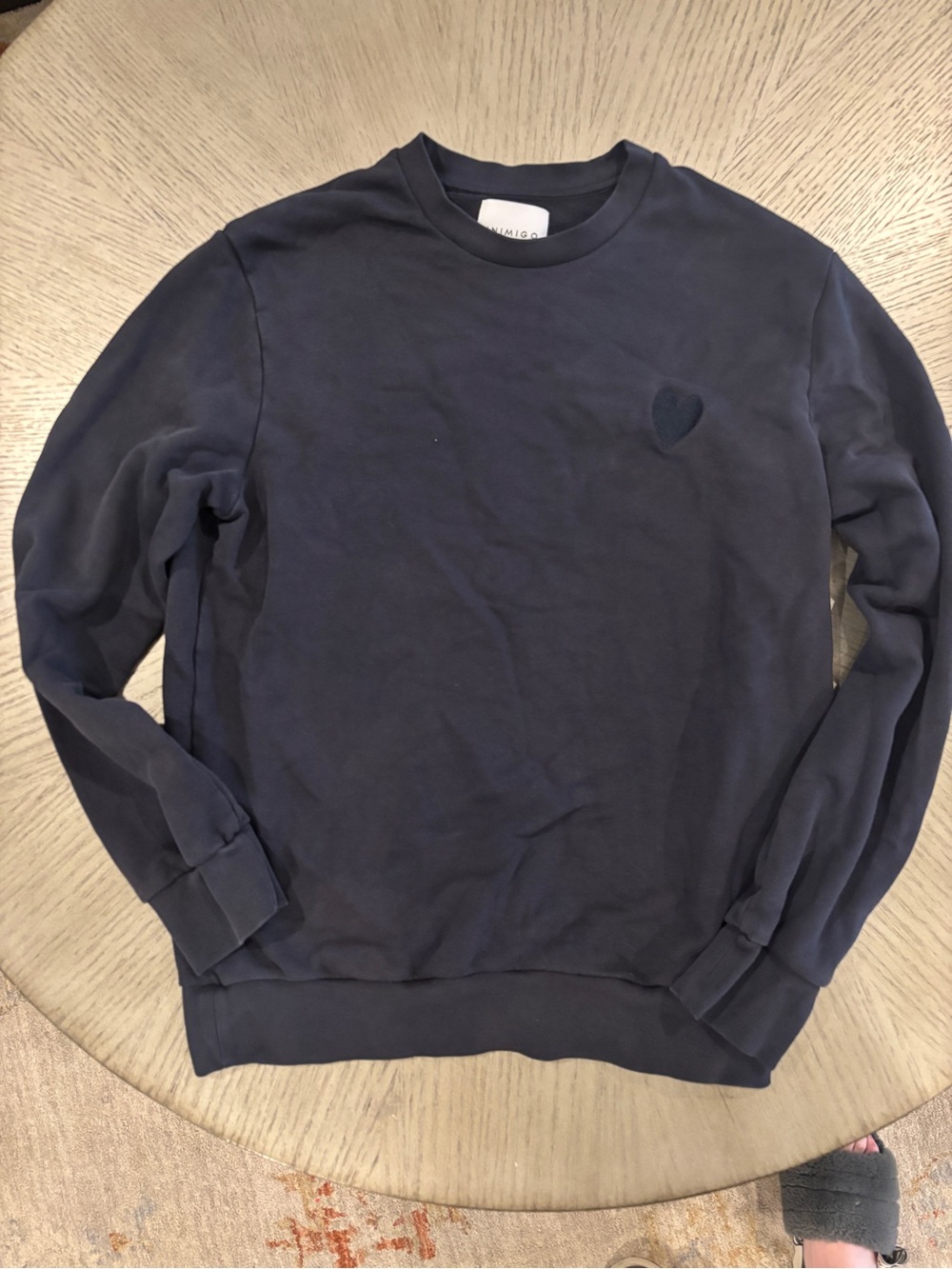 Women's Black Inimigo Crew Sweatshirt with Embroidered Heart